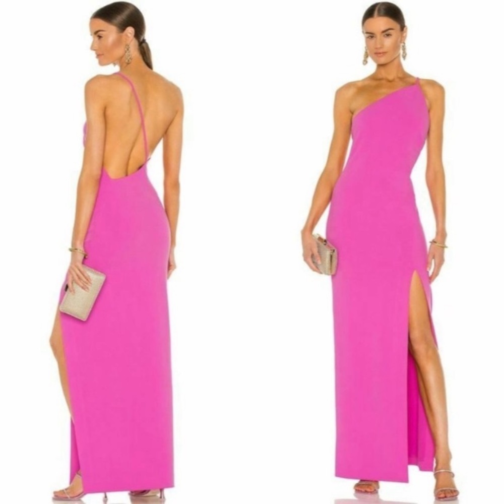 Solace London Petch Maxi Dress One Shoulder Long Formal Gown Fuchsia Sheath